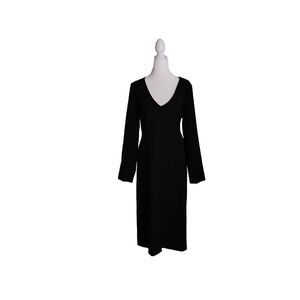 Nordstrom Black V-Neck Long Sleeve Midi Dress